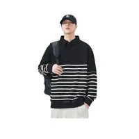条纹Polo衫男女秋冬新款宽松百搭翻领休闲长袖上衣（249）