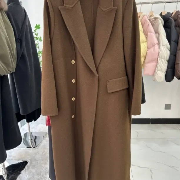 秋冬新款中长款修身双面羊毛大衣（含羊毛）