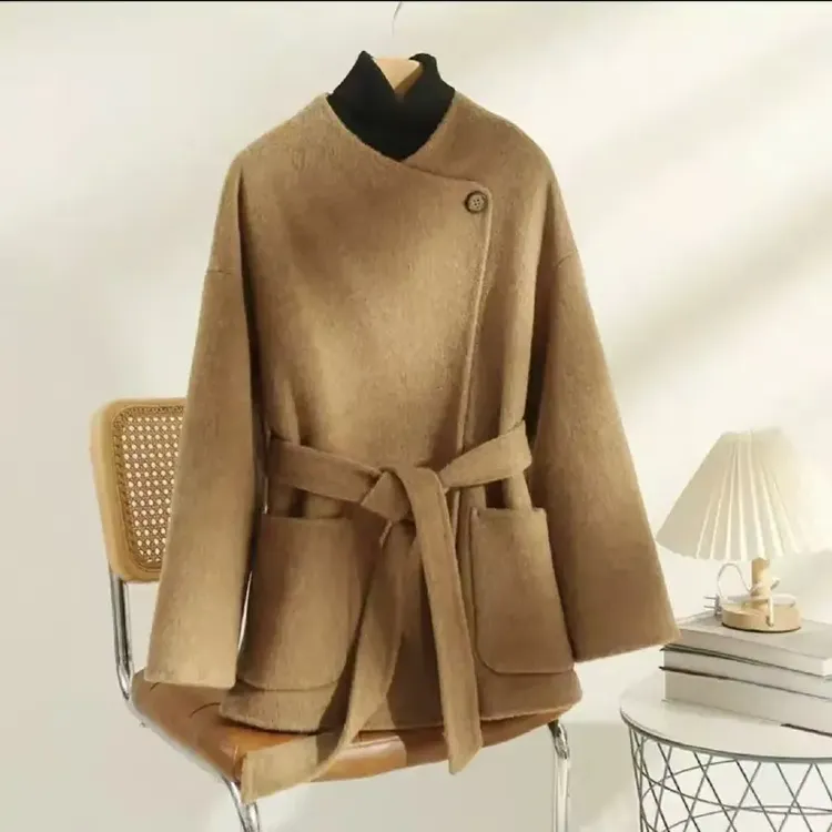 【现货羊毛加厚】秋冬女毛呢外套韩系双面羊绒大衣短款宽松网红