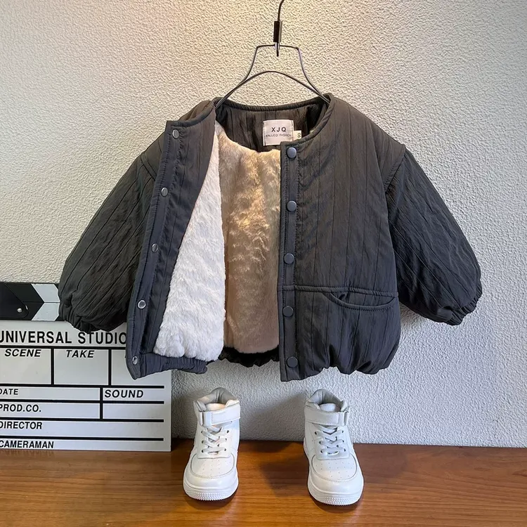 男童加绒外套秋冬装2025新款冬季小童宝宝棉内胆保暖儿童棉服加厚