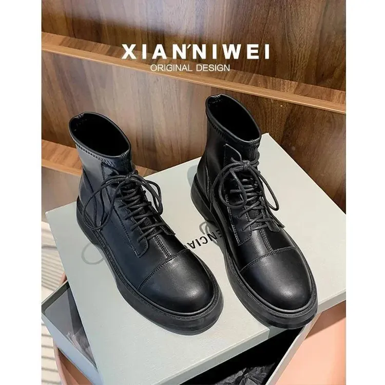 靴子女厚底马丁靴2025年秋季新款英伦风前系鞋子女ins潮牌百搭鞋