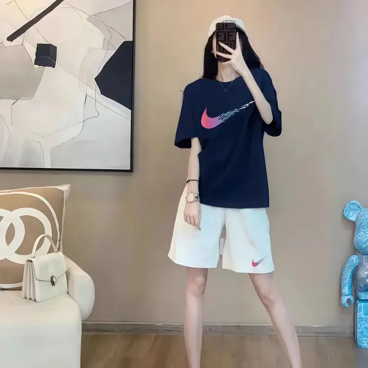 奥特莱斯正品旗舰店夏季休闲套装纯棉T恤短裤搭配短袖两件套男女