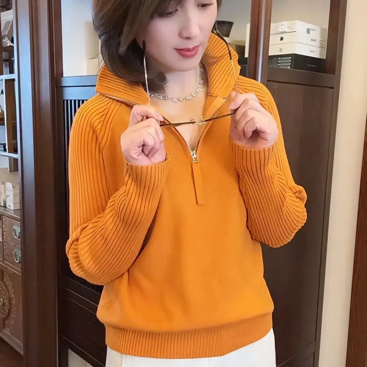 柏澜慧琳【休闲针织衫】女厚款秋季长袖冬季针织街头风毛针织衫