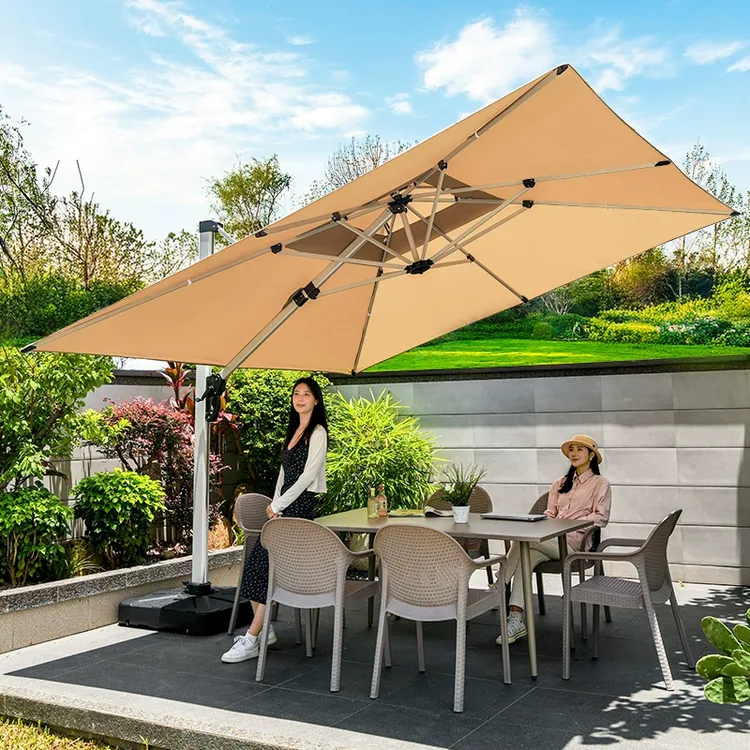 【莫家品牌】高端大型遮阳伞4X3米大伞铝合金立柱庭院别墅花园