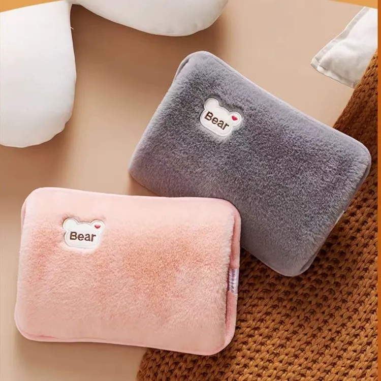 新款防爆热水袋充电式兔毛绒电暖宝宝学生冬暖被窝注水袋暖手宝mz