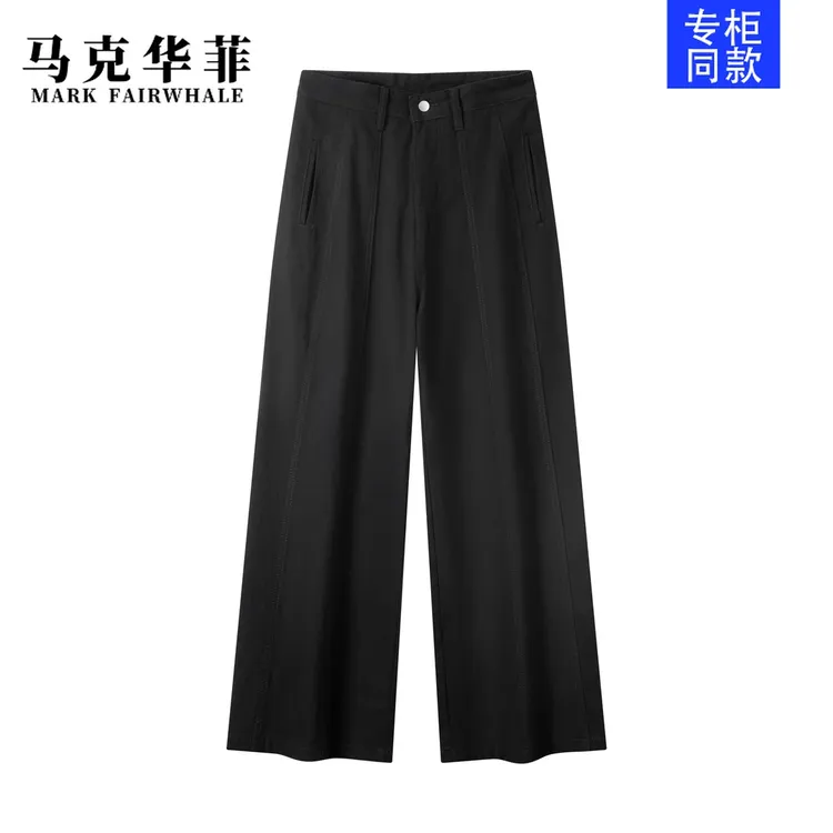 马克华菲秋季显瘦美式微喇叭工装裤高腰休闲裤直筒下垂感高街时尚