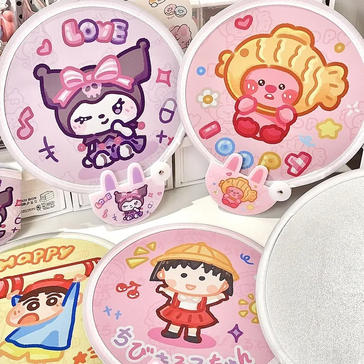 卡通自拍反光板折叠扇子随身携带卡通团扇夏天可爱小扇子便携圆形