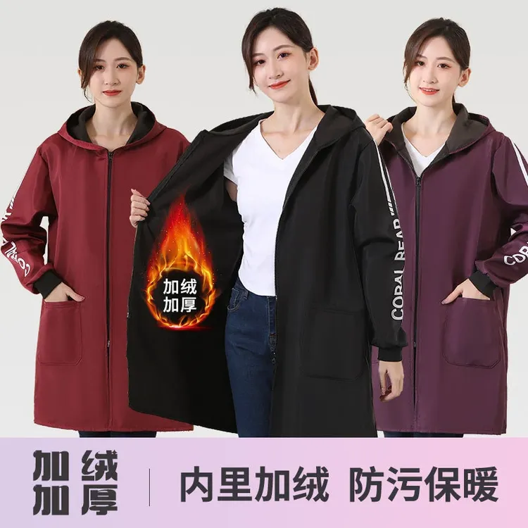 【厂家直销】加绒罩衣2025新款加厚防水防油厨房长袖围裙成人工作服