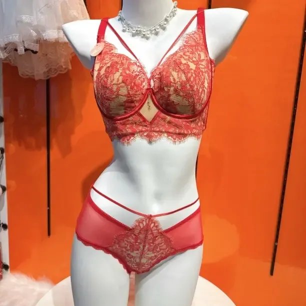 性感法式睫毛蕾丝文胸套装