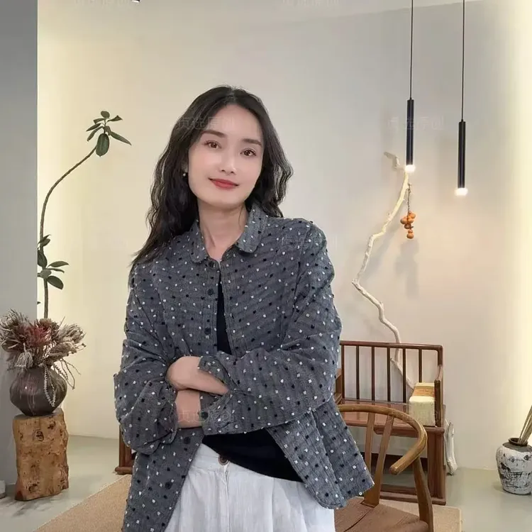 D192-长款衬衫袖长袖薄款休闲风衬衫休闲短外套小香风美式