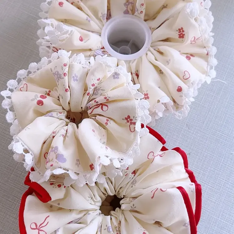 碎花布艺大肠发圈蕾丝花边甜美蝴蝶结韩系少女马尾扎头发饰头绳