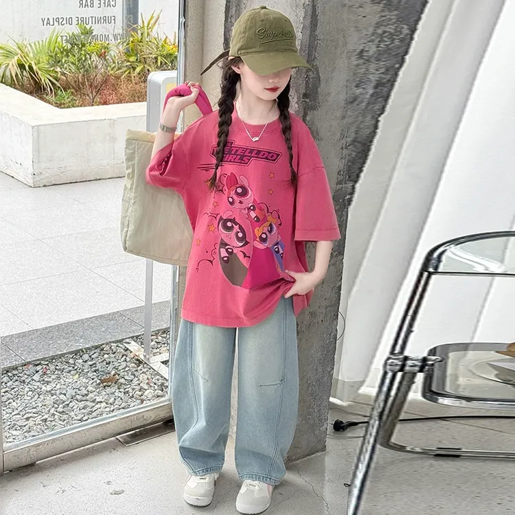 女童夏季韩版休闲短袖T恤女大童夏款潮t时髦洋气儿童薄款夏装套装