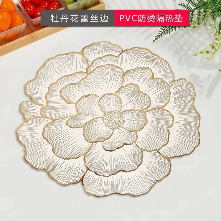 【到手2片】花朵北欧风创意装饰垫防滑装饰垫PVC软桌垫盘垫花瓶垫子