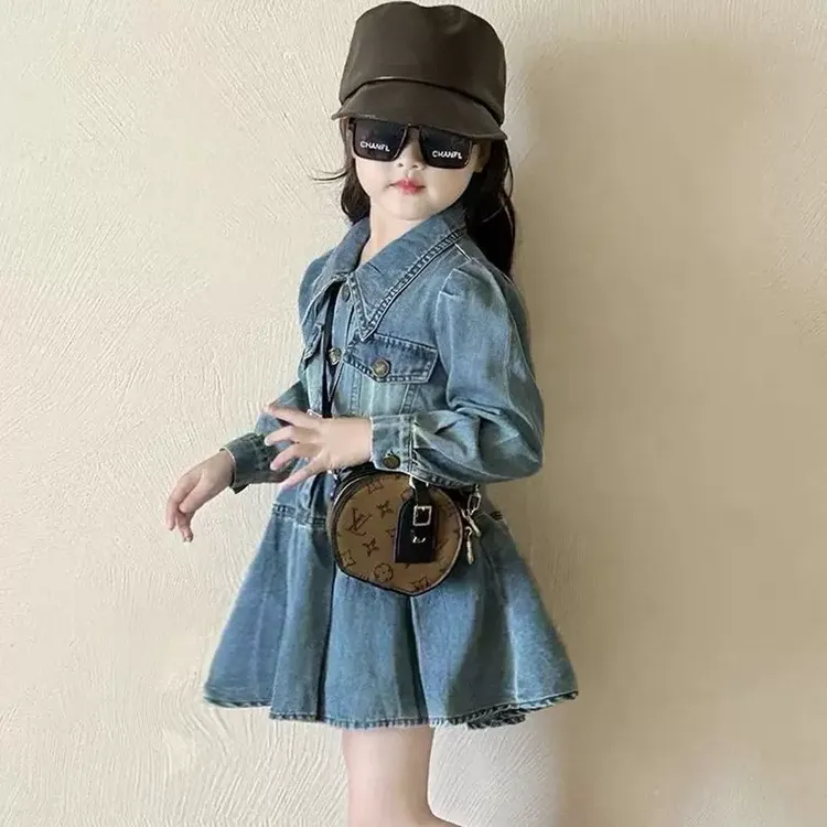 女童春秋牛仔裙2024秋季新款网红爆款连衣裙儿童韩版牛仔