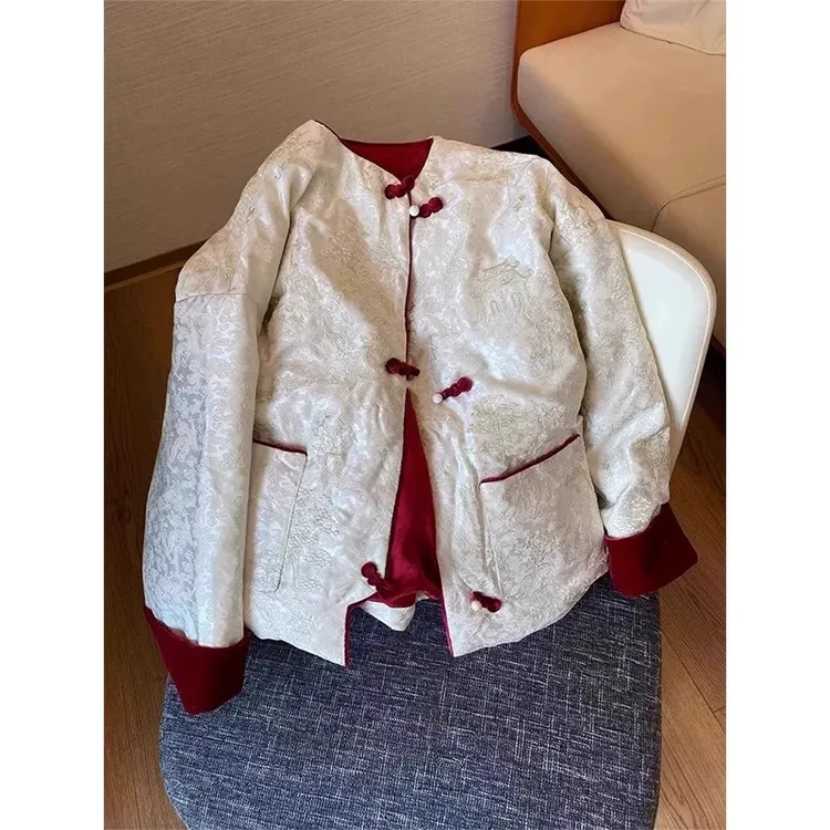 4015新中式提花刺绣棉服外套冬季大码胖mm高级气质好看减龄保暖棉