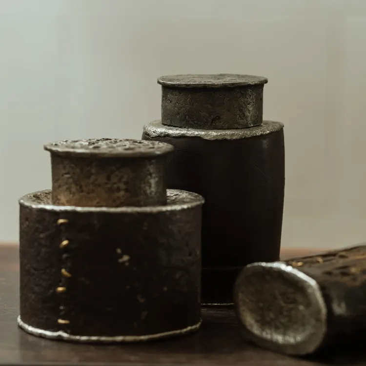 【雅柯茶缘】蒋系列 茶器茶道周边锡茶叶罐 纯手工复古黑色古风