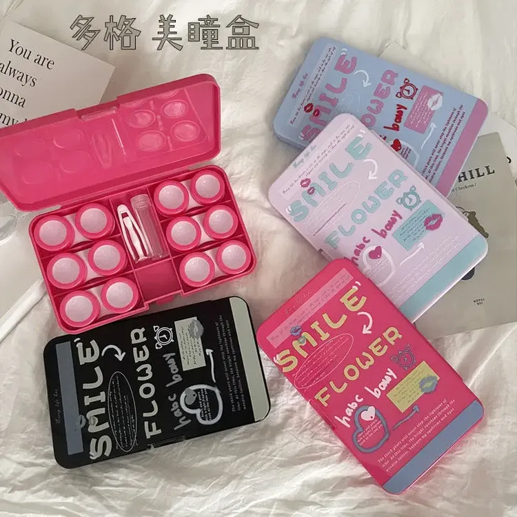 简约多副装配戴棒颜值可爱收纳伴侣眼睛美瞳盒子便携隐形眼镜盒女