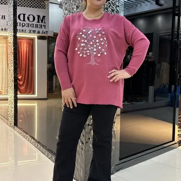 秋冬季大码棉质长袖卫衣宽松文艺休闲百搭印花针织衫