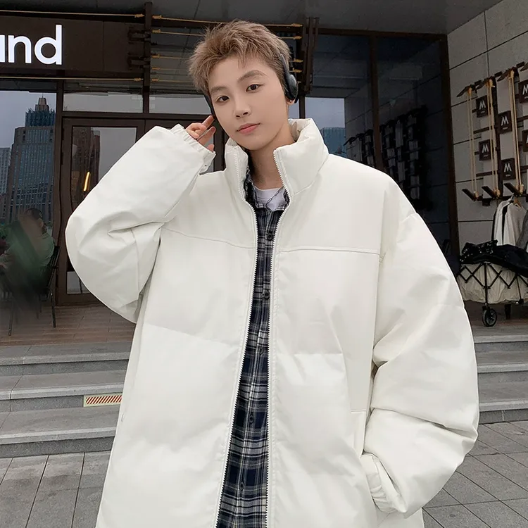 2024冬款PU皮棉服外套男美式纯色防泼水防风棉衣男女潮牌