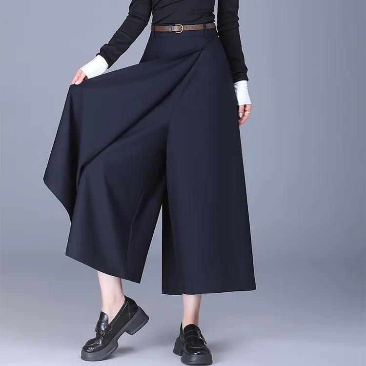 2025春季新款高腰显瘦a字裙裤阔腿裤女洋气通勤西装裤裙八九分裤