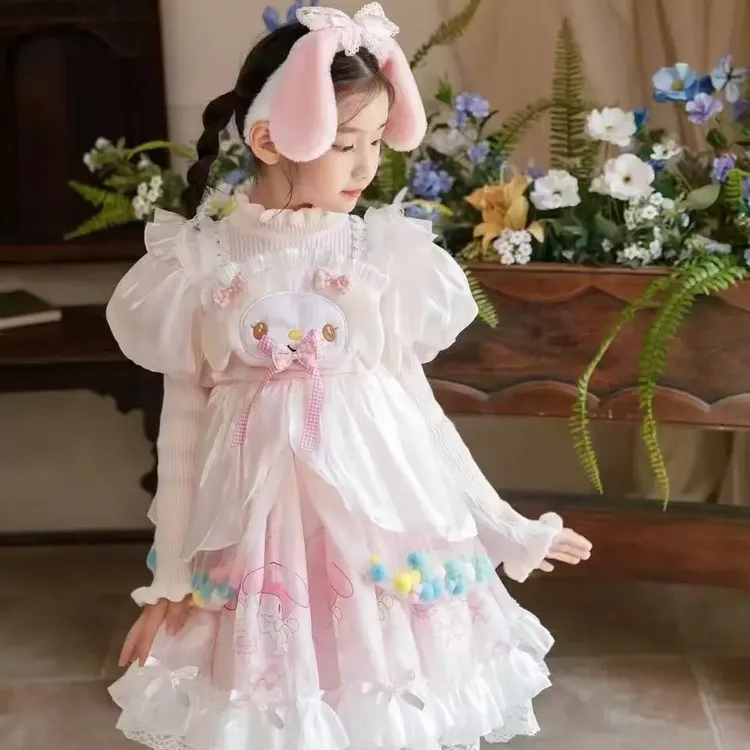 女童秋冬加绒美乐蒂蓬蓬公主裙可爱风保暖连衣裙