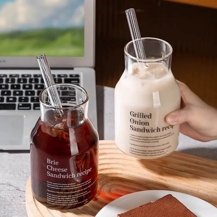 玻璃瓶奶茶罐空瓶食品级2025新款高端男水杯女大容量高硼硅吸管杯