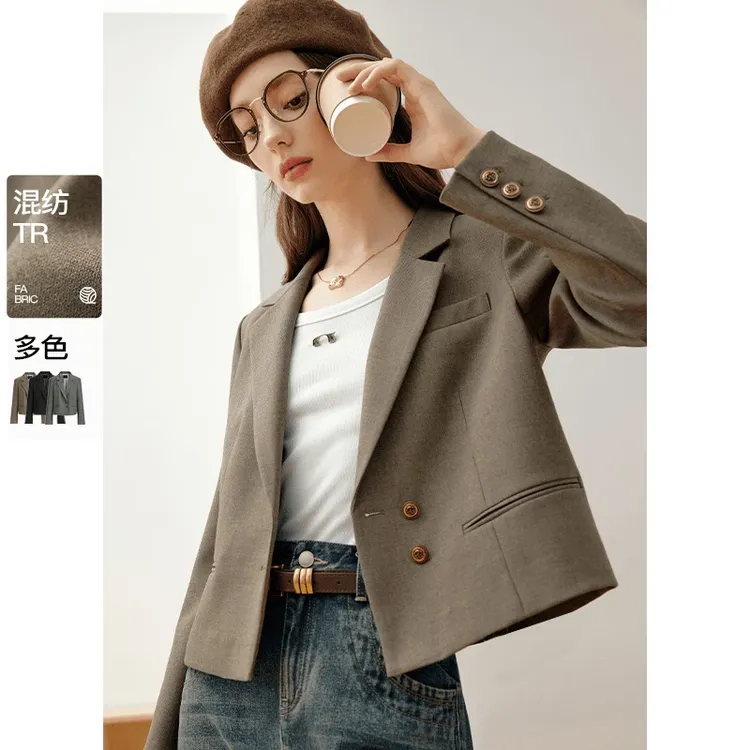 2025春秋季短外套女小个子高级感雅丹风职业短款气质韩版西装西服