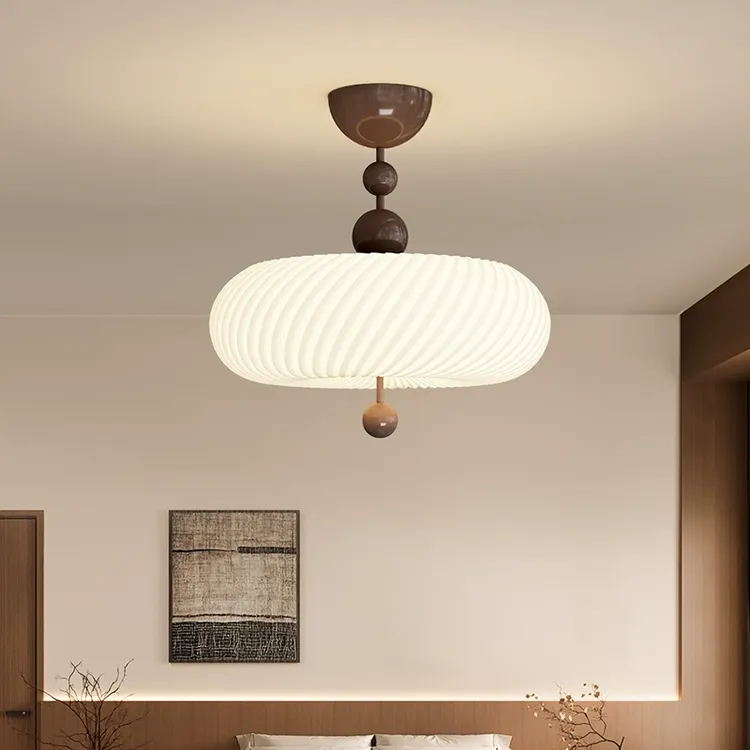 中古灯具吸顶灯法式侘寂风房间灯复古实木胡桃木美式中古风卧室灯