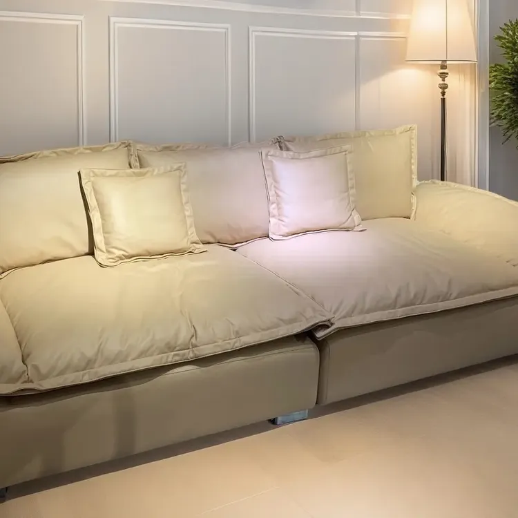 简约帆船沙发客厅小户型超宽坐深直排布艺沙发可拆洗奶油风