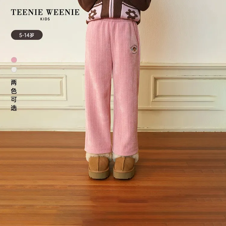 【达人专属】TeenieWeenie Kids小熊童装女童甜美花式雪尼尔阔腿裤TKTM258T64I