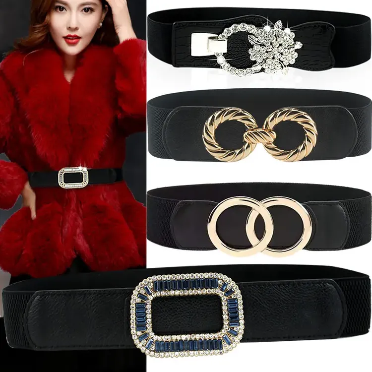 简约百搭裙子外搭松紧腰带弹力装饰大衣时尚腰封连衣裙收腰皮带潮