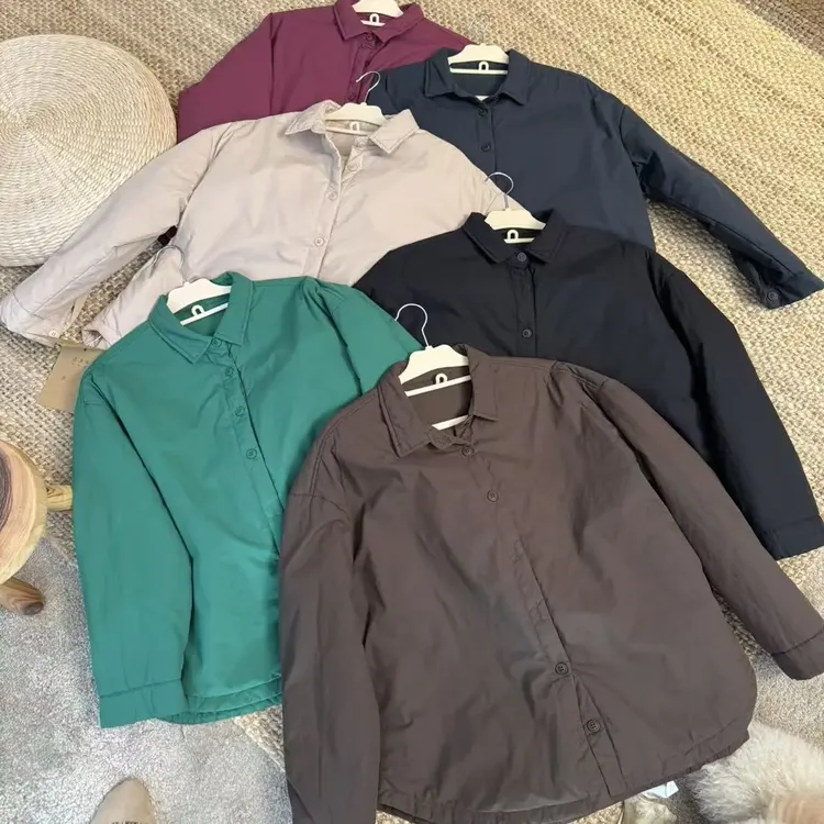 9683-时尚女棉衣休闲潮流宽松型保暖翻领棉服长袖落肩袖