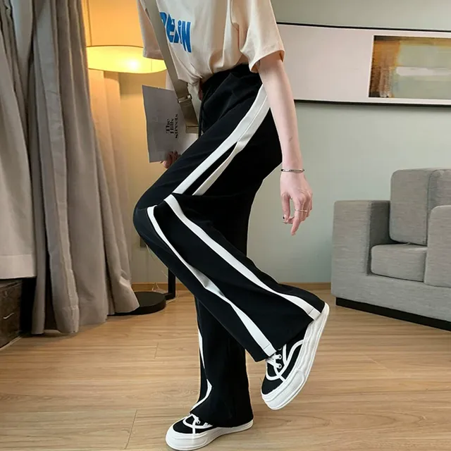 加肥特大码胖mm2-300斤阔腿裤子女夏季薄款设计感显瘦休闲运动裤