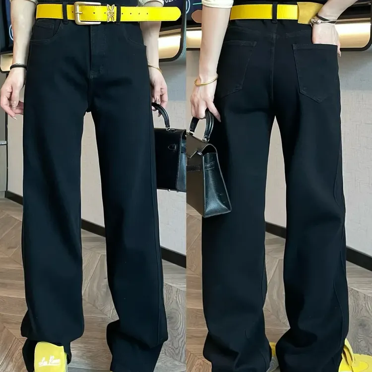 61002-1加长版黑色窄版直筒裤360无限弹