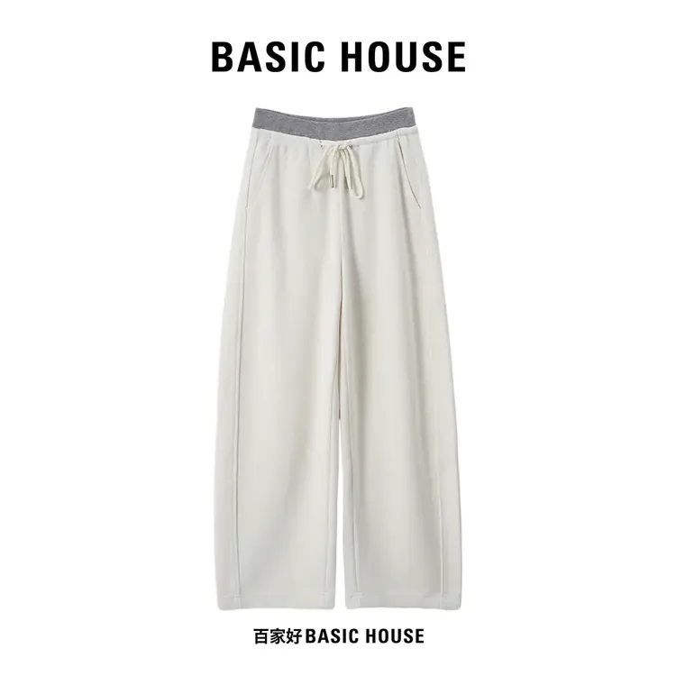 Basic House/百家好拼接秋冬慵懒风抽绳百搭简约休闲ins阔腿裤