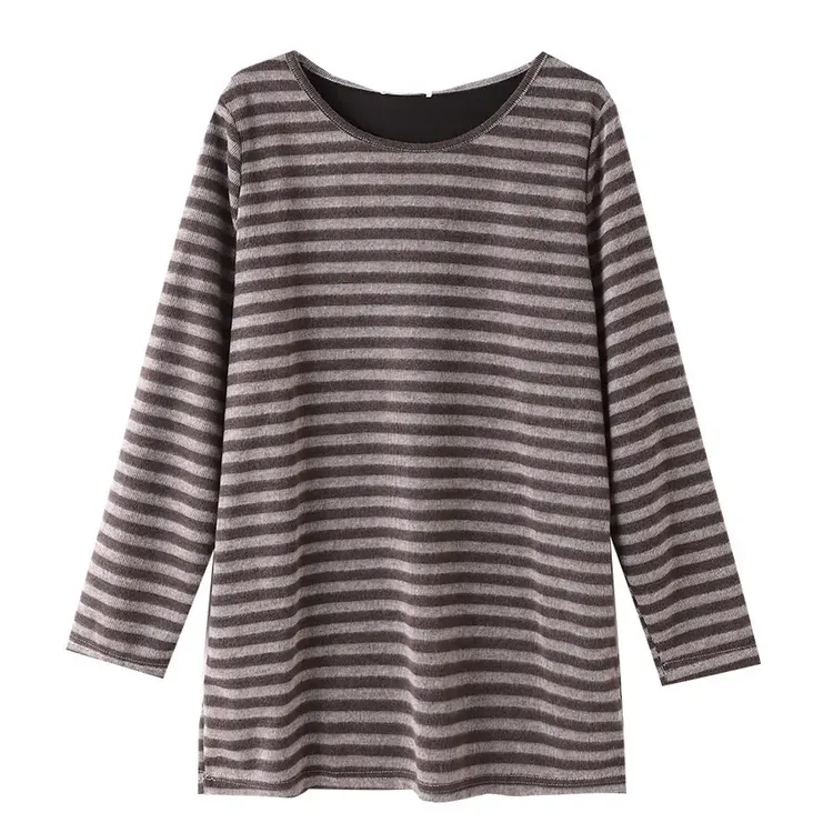 【董咚咚】120-300斤条纹长袖T恤秋冬时尚长袖卫衣