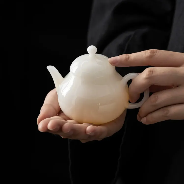 德化白璞玉冰种玉瓷茶壶 小茶壶单壶功夫茶具家用简约高档泡茶壶