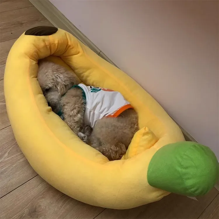 香蕉船窝狗窝冬季保暖冬天垫子半封闭式安全感泰迪狗猫窝Q