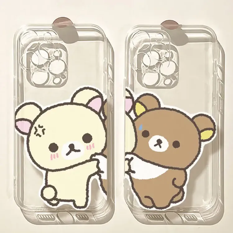日韩轻松熊情侣适用苹果16promax手机壳iPhone15Plus/14太空壳13