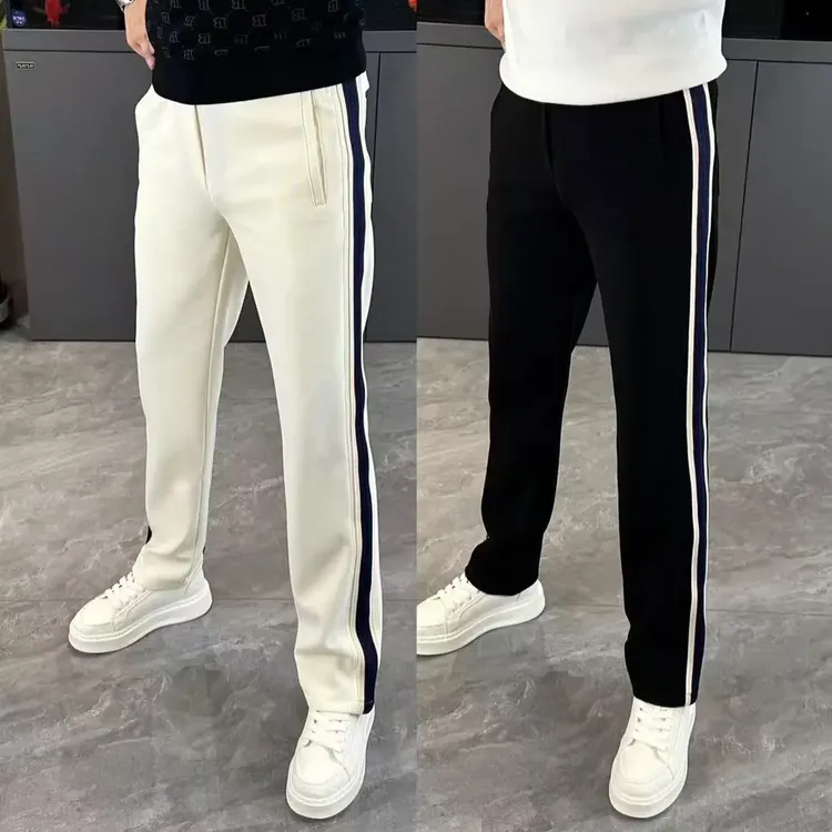 裤子男秋季新款休闲裤时尚宽松百搭直筒时尚条纹垂感痞帅潮男裤子