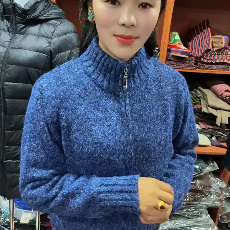 加绒常规款衫毛针织衫翻领水洗冬季立领针织