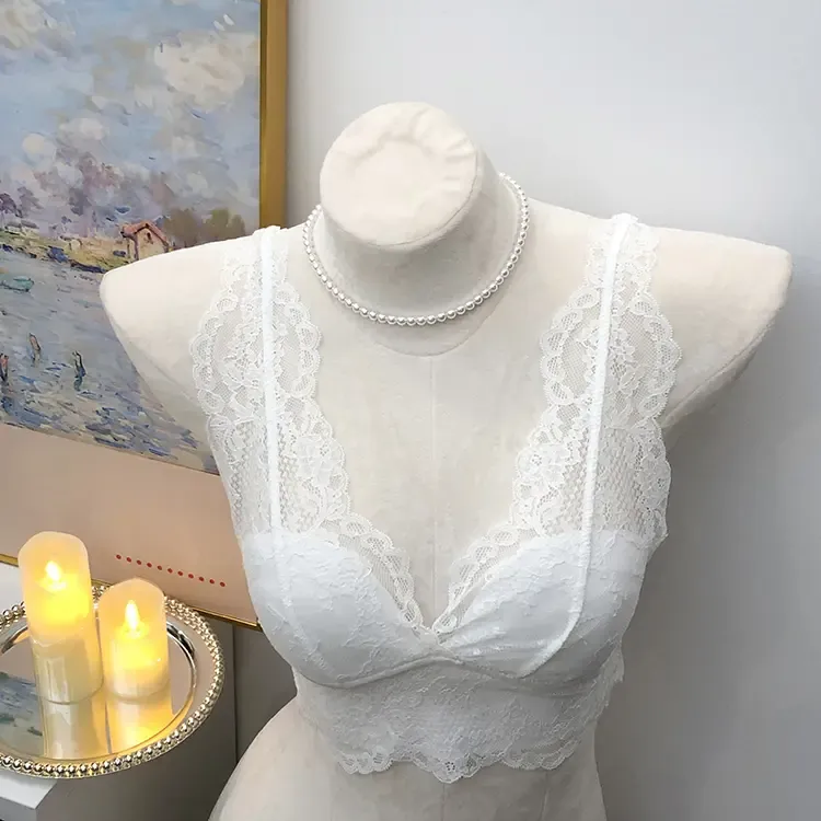 2025夏季叠穿蕾丝美背内衣吊带女背心自带胸垫龙心同款纯欲