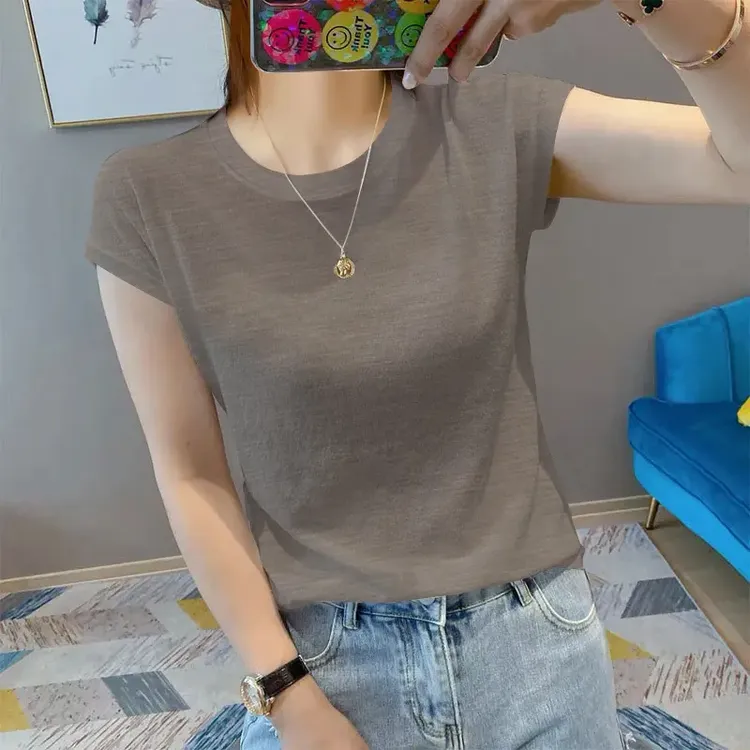啄木鸟大码短袖t恤女2025新款时尚宽松显瘦圆领韩版甜美ins上衣服
