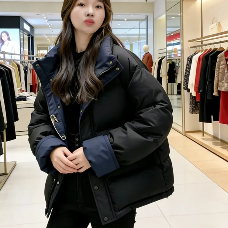 简约立领宽松显瘦冬季新款女式加厚羽绒服外套