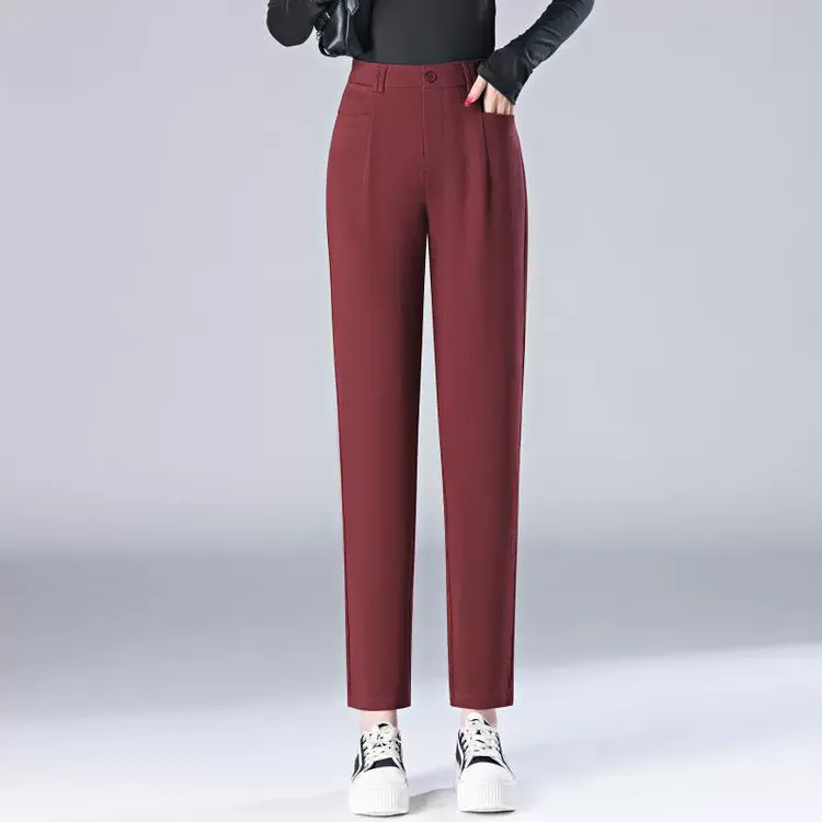 小个子通勤休闲烟管裤女春季2025新款高腰显瘦百搭直筒小脚裤长裤