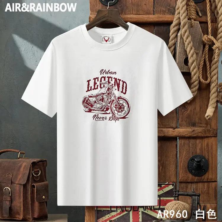 【230克冰川棉】夏季男女同款落肩宽松版复古机车字母印花T恤AR960