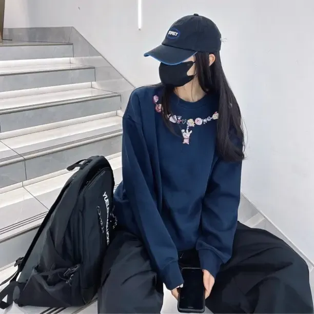 【遇见】潮牌可爱印花圆领卫衣宽松显瘦百搭休闲时尚上衣男女同款