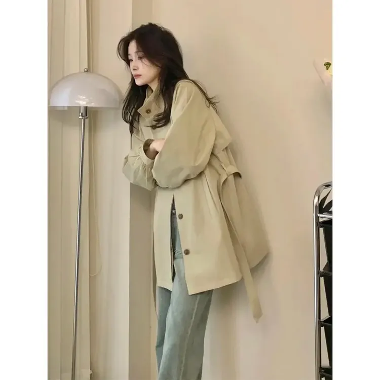 卡其色中长款风衣外套女春季新款小个子高级感超好看韩系上衣