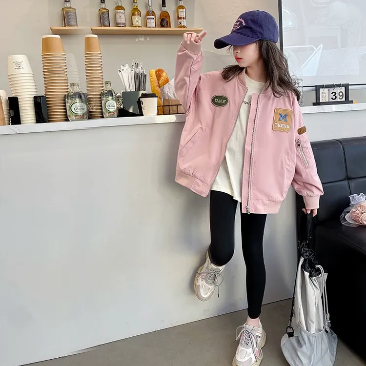 女童外套春装2025新款韩版儿童春春季洋气棒球服大童女孩休闲上衣