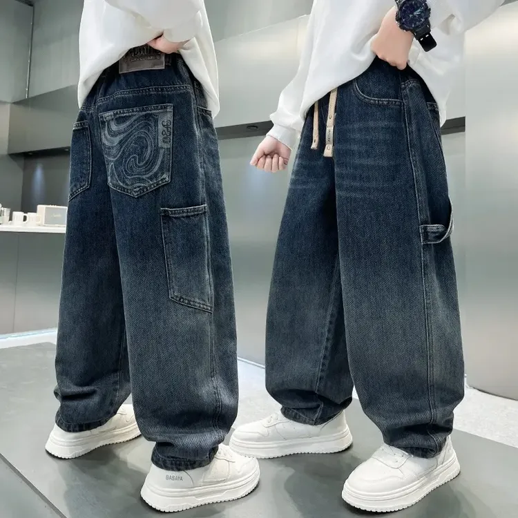 男童牛仔裤春秋宽松2025中大童休闲韩版长裤儿童秋季裤子百搭洋气